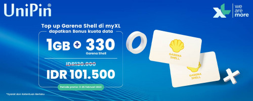 Februari - Bonus Kuota Internet 1GB untuk Top Up Garena Shell di myXL